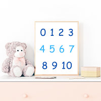 Blue Numbers Zero to Zehn 0 to 10 Teacher Kids Roo
