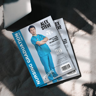 Blue Nurse RN Abschluss Foto Magazine Einladung