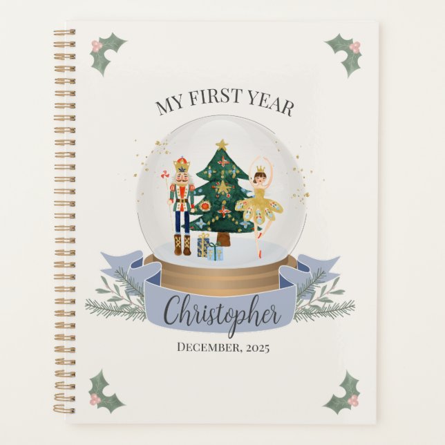 Blue Nutcracker Baby Dusche Erste-Jahr-Meilenstein Planer (Vorderseite)