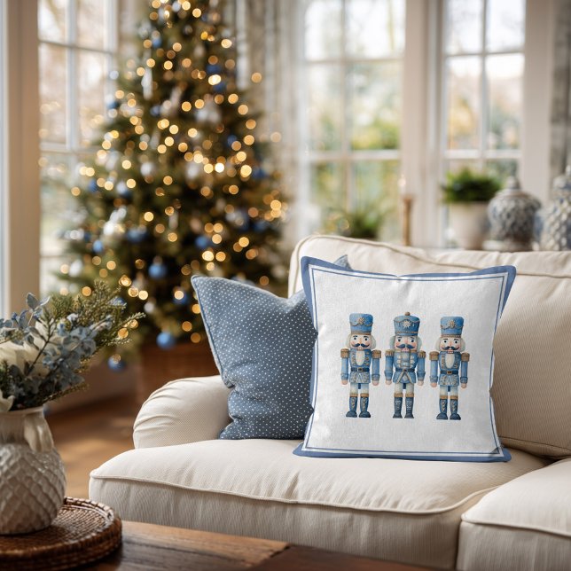 Blue Nutcracker Ballet Weihnachten Feiertag Kissen (Blue nutcracker christmas throw pillow
)