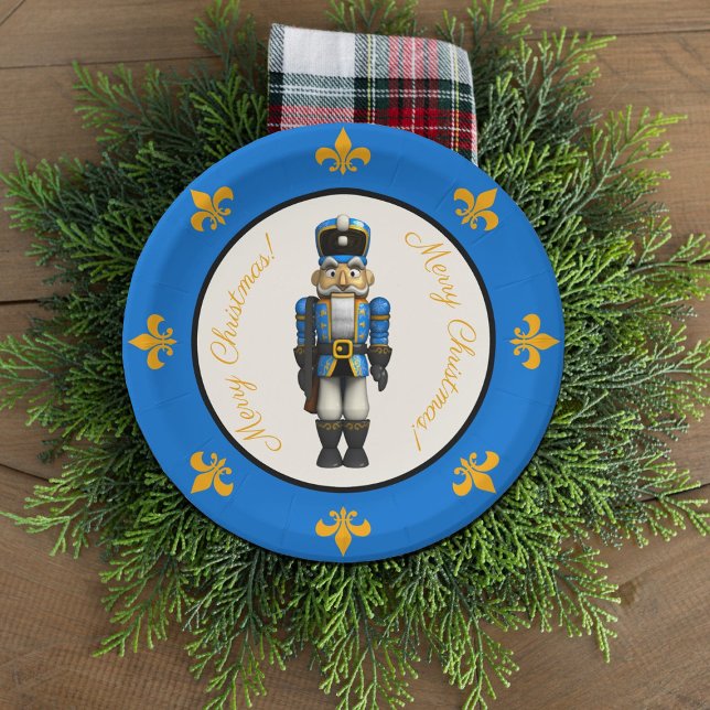 Blue Nutcracker Thema Weihnachtspapier Platte Pappteller (Von Creator hochgeladen)