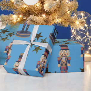 Blue & Nutcracker Weihnachtswrapping Paper Geschenkpapier