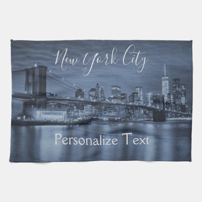 Blue NYC Skyline personalisieren Handtuch (Horizontal)