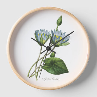 Blue Nymphea Elegantes französisches Landholz Uhr