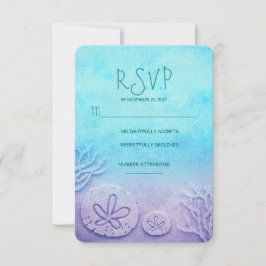 Blue Obre Sandstrand Dollar Hochzeit RSVP Karten