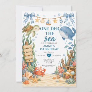 Blue Ocean Animals One-der unter dem Meer 1. Gebur Einladung
