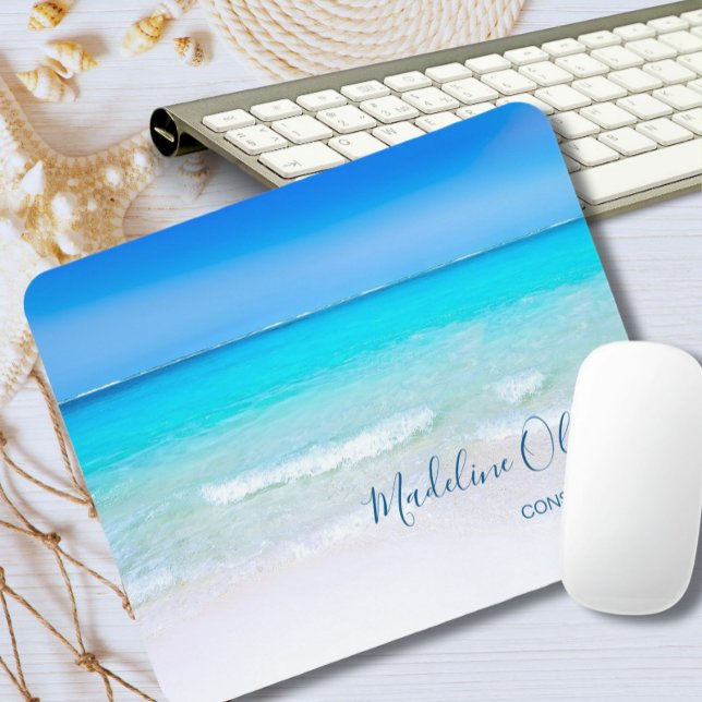 Blue Ocean Aqua Sea Sky Vacation Vibe Mousepad (Von Creator hochgeladen)