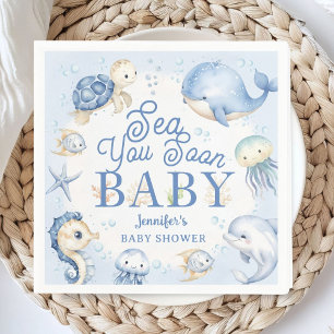 Blue Ocean Baby Shower Junge Sea You Soon Papier Serviette