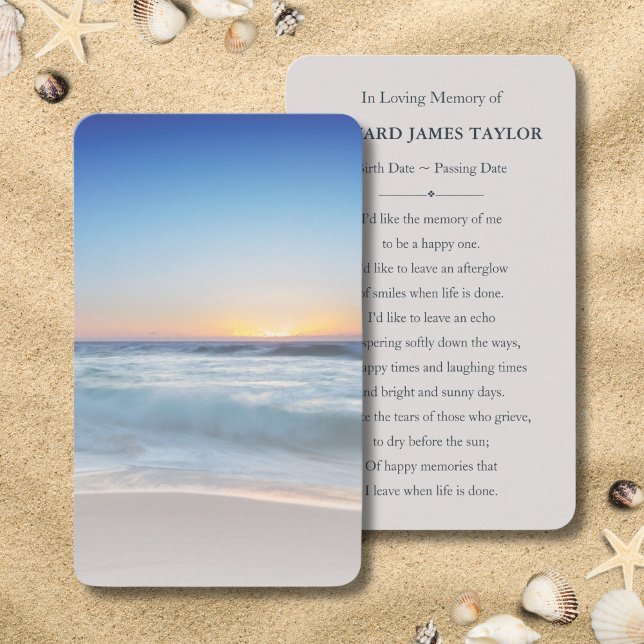 Blue Ocean Beach Beileid Beerdigungskarte Visitenkarte (Blue Ocean Memorial Card)