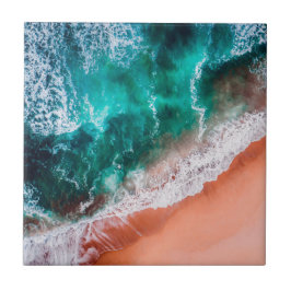 Blue Ocean Beach Monogram Küstenmeer ombre Fliese