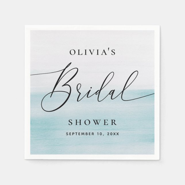 Blue Ocean Bridal Shower | Elegant Soft Beach Serviette (Vorderseite)