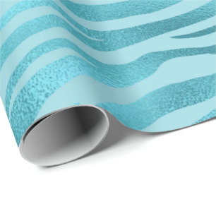 Blue Ocean Celestial Aqua Metallic Tiger Animal Geschenkpapier