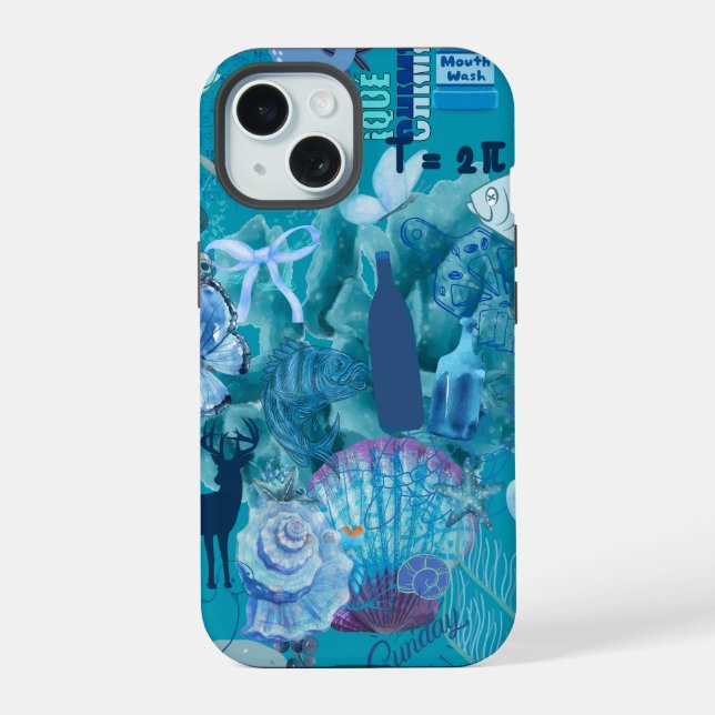 Blue Ocean Collage Phone Case iPhone 15 Hülle (Rückseite)