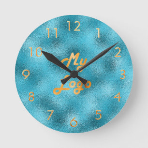 Blue Ocean Custom Logo Image Business Runde Wanduhr