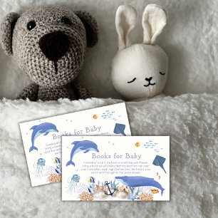 Blue Ocean Dolphin Whale Bücher für Babydusche Begleitkarte