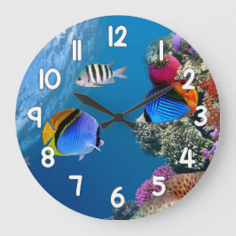 Blue Ocean Fish Wall Clock – Underwater Sea Life H Große Wanduhr