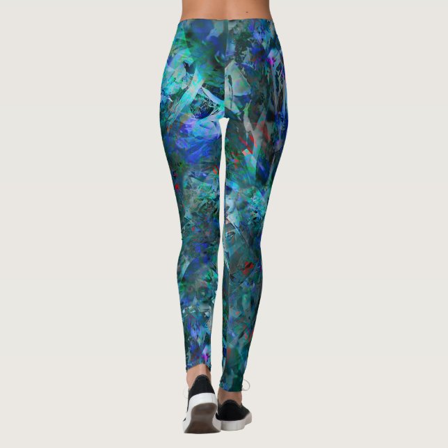 Blue Ocean Flows Abstract Leggings -large pattern (Rückseite)