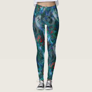 Blue Ocean Flows Abstract Leggings - v2