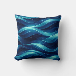 Blue Ocean Fluid Wave Pattern Throw Pillow Kissen