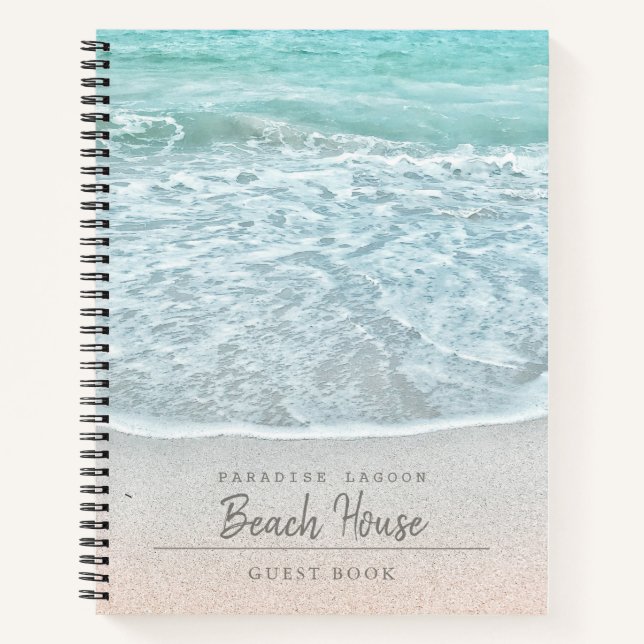 Blue Ocean Foto Beach Vacation Gastbuch Notizbuch (Vorderseite)