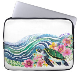 Blue Ocean & Happy Green Turtle Laptopschutzhülle