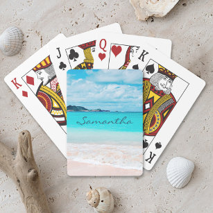 Blue Ocean Hawaii Tropical Sandy Beach Foto Name Spielkarten