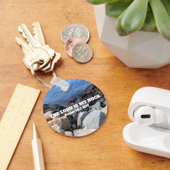   Blue Ocean Photo Lord is My Rock Bible Verse Schlüsselanhänger (Schreibtisch)