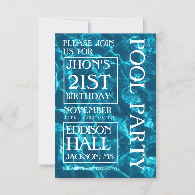 Blue Ocean Pool Party Einladung Geburtstag  (Vorderseite)