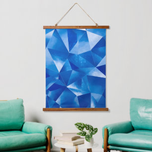 Blue Ocean Prism Polygonal Wandteppich Mit Holzrahmen
