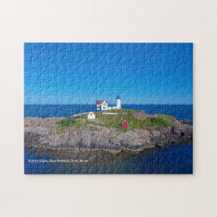 Blue Ocean Retro Travel Nubble Lighthouse Puzzle