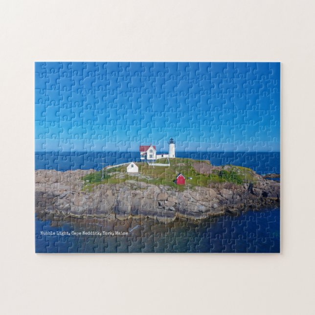 Blue Ocean Retro Travel Nubble Lighthouse Puzzle (Horizontal)