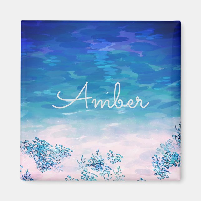Blue Ocean Sea Beach Personalisiert Magnet (Vorne)