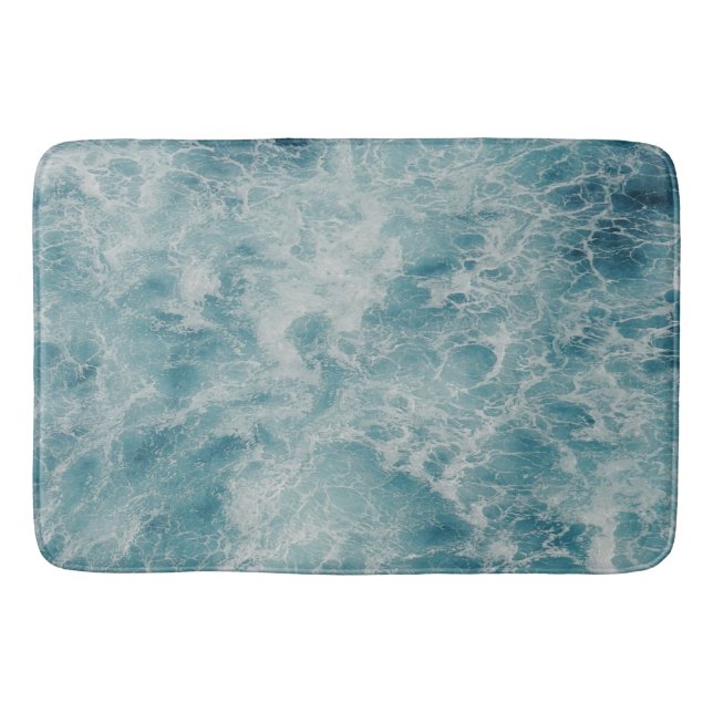 Blue Ocean Summer Beach Waves Badematte (Vorderseite)