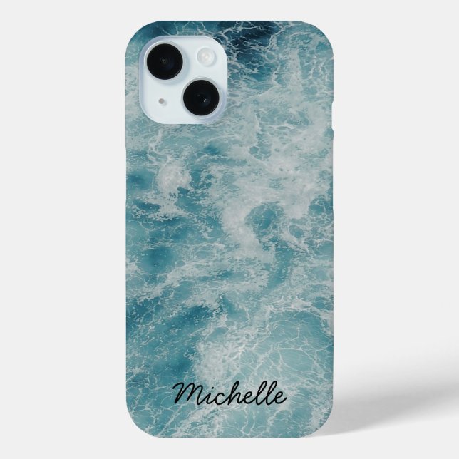 Blue Ocean Summer Beach Waves Personalisierter Nam Case-Mate iPhone Hülle (Rückseite)