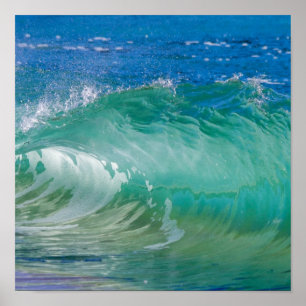Blue Ocean Summer Beach Waves Poster