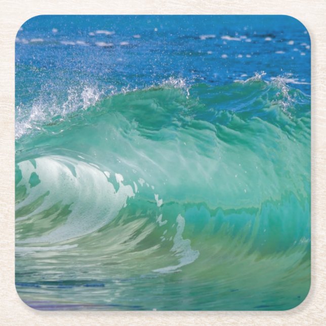 Blue Ocean Summer Beach Waves Rechteckiger Pappuntersetzer (Vorderseite)