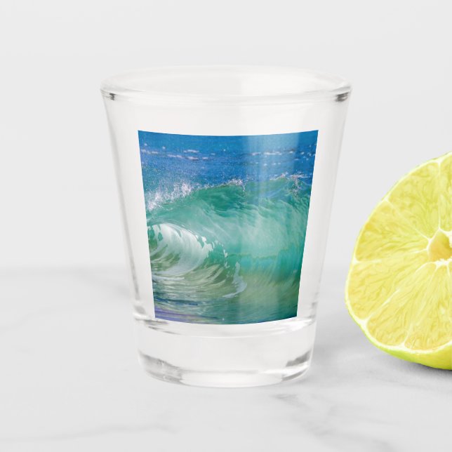 Blue Ocean Summer Beach Waves Schnapsglas (Vorderseite)