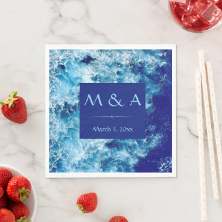 Blue Ocean Water Wedding Luncheon Napkin Serviette