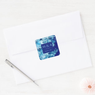 Blue Ocean Water Wedding Square Sticker