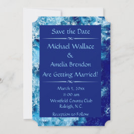 Blue Ocean Water Wedding Ticket Save the Date Kart