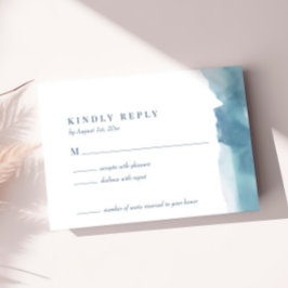 Blue Ocean Watercolor Wedding RSVP Card