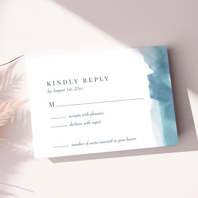 Blue Ocean Watercolor Wedding RSVP Card (Von Creator hochgeladen)