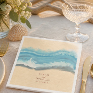 Blue Ocean Wave Dinner Napkins Serviette