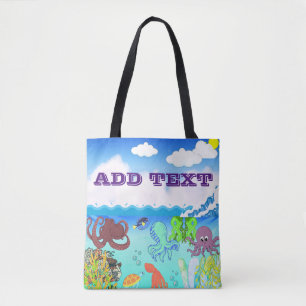Blue Ocean Wave Octopus Coral Garden