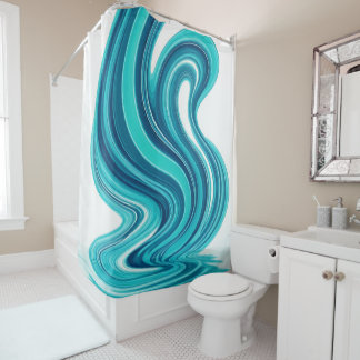 Blue Ocean Wave Shower Curtain – Modern Bathroom  Duschvorhang