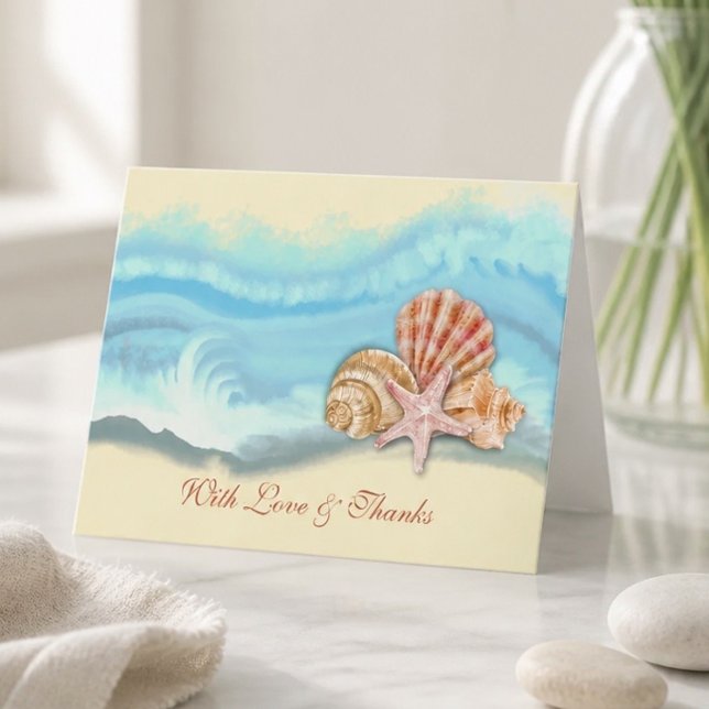 Blue Ocean Wave Wedding Danke Card (Von Creator hochgeladen)