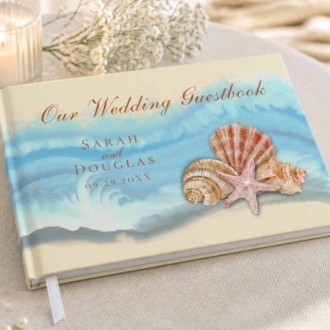 Blue Ocean Wave Wedding Guestbook Gästebuch (Von Creator hochgeladen)