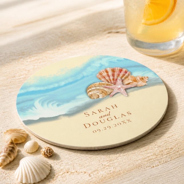 Blue Ocean Wave Wedding Paper Untersetzer (Von Creator hochgeladen)