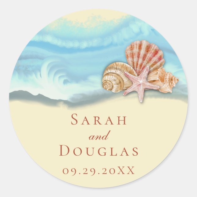Blue Ocean Wave Wedding Sticker (Vorderseite)