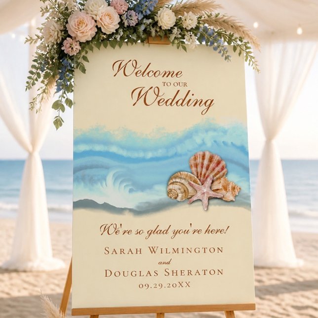 Blue Ocean Wave Welcome Wedding Poster 24"x36" (Von Creator hochgeladen)